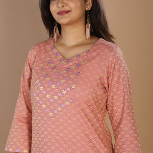 Geometric embroidered long kurti