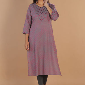Geometric embroidered long kurti