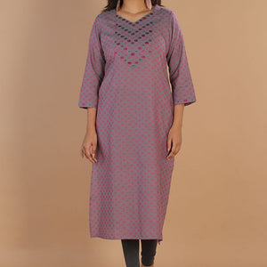 Geometric embroidered long kurti