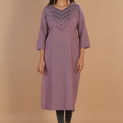 Geometric embroidered long kurti
