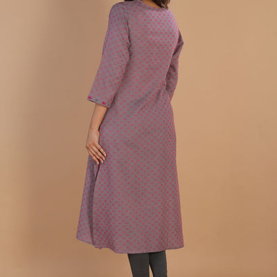 Geometric embroidered long kurti
