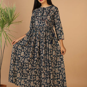 Kalamkari hand block printed long dress