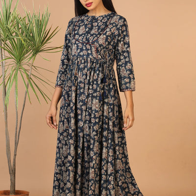 Kalamkari hand block printed long dress