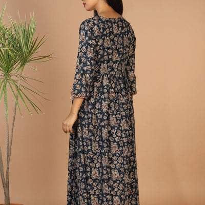 Kalamkari hand block printed long dress