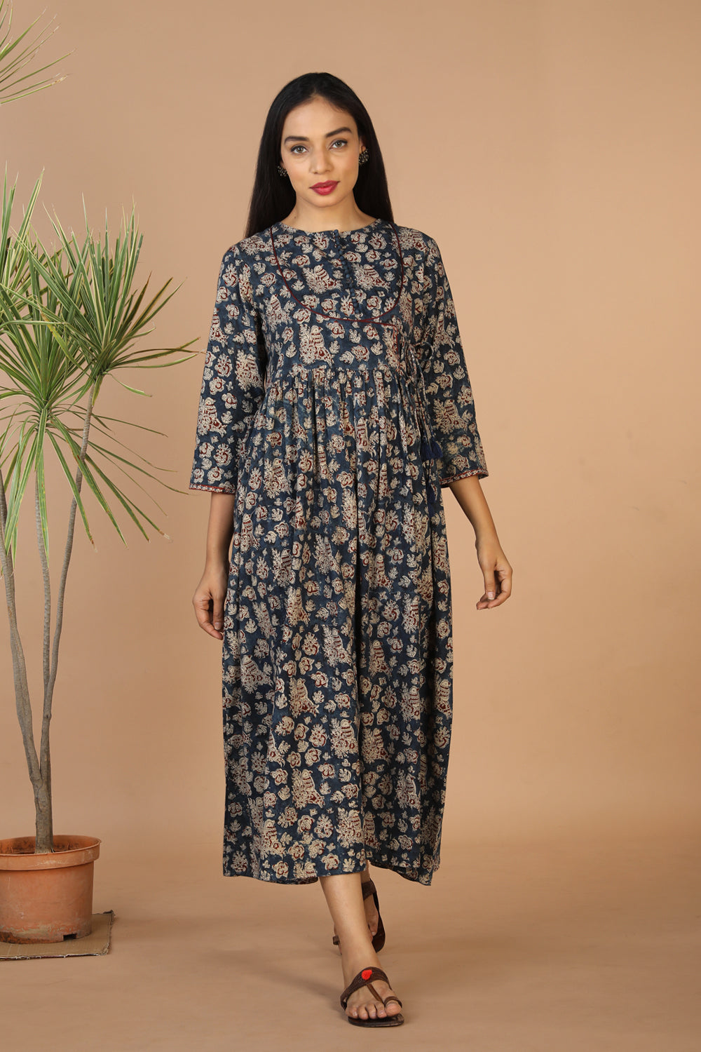 Kalamkari hand block printed long dress