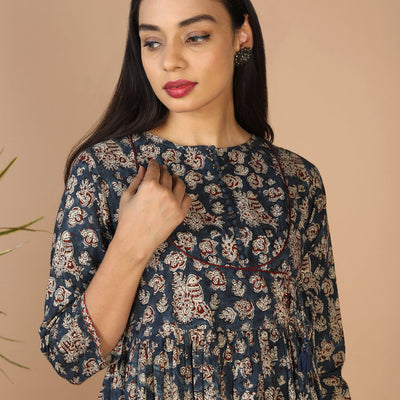 Kalamkari hand block printed long dress