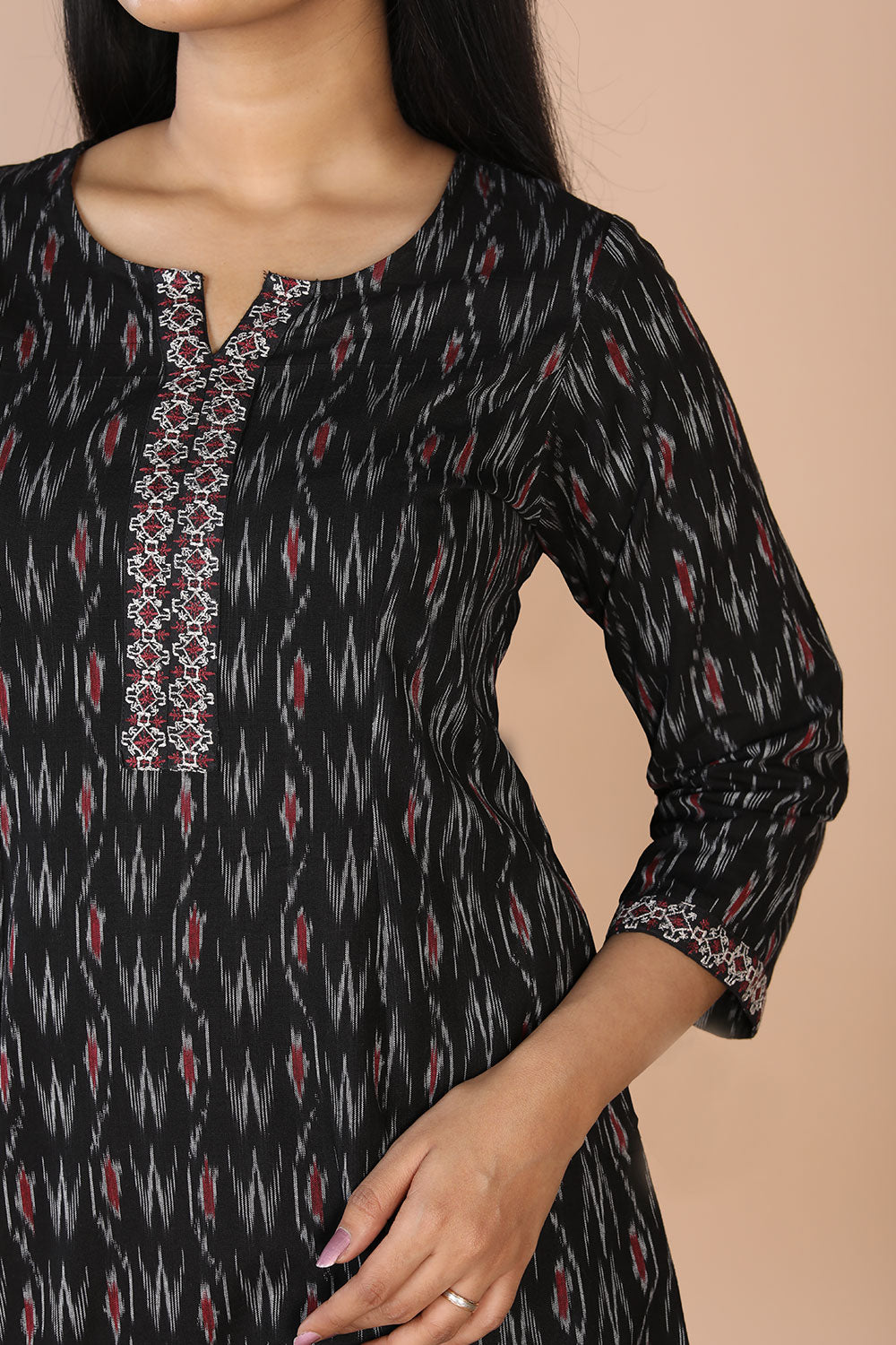 Embroidered Pochampally Ikat kurti