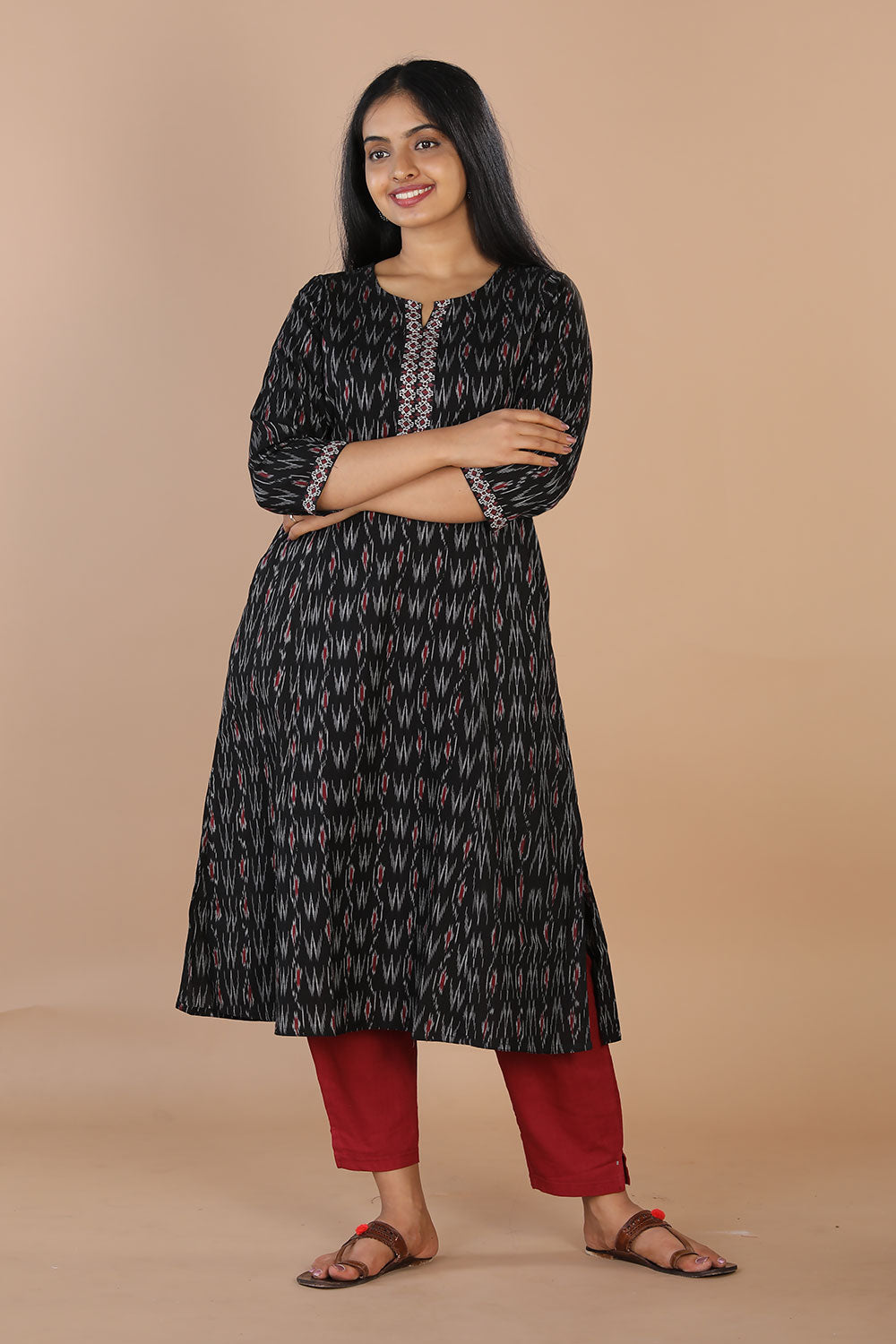 Embroidered Pochampally Ikat kurti