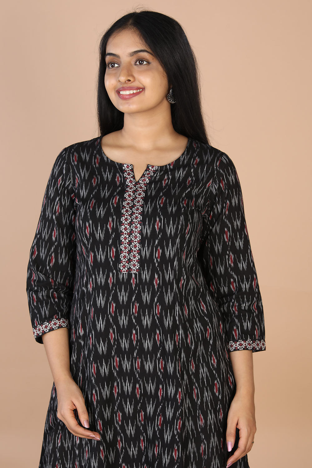 Embroidered Pochampally Ikat kurti