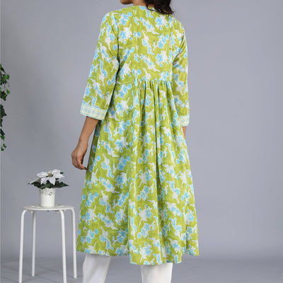 Handblock printed embroidered  kurti