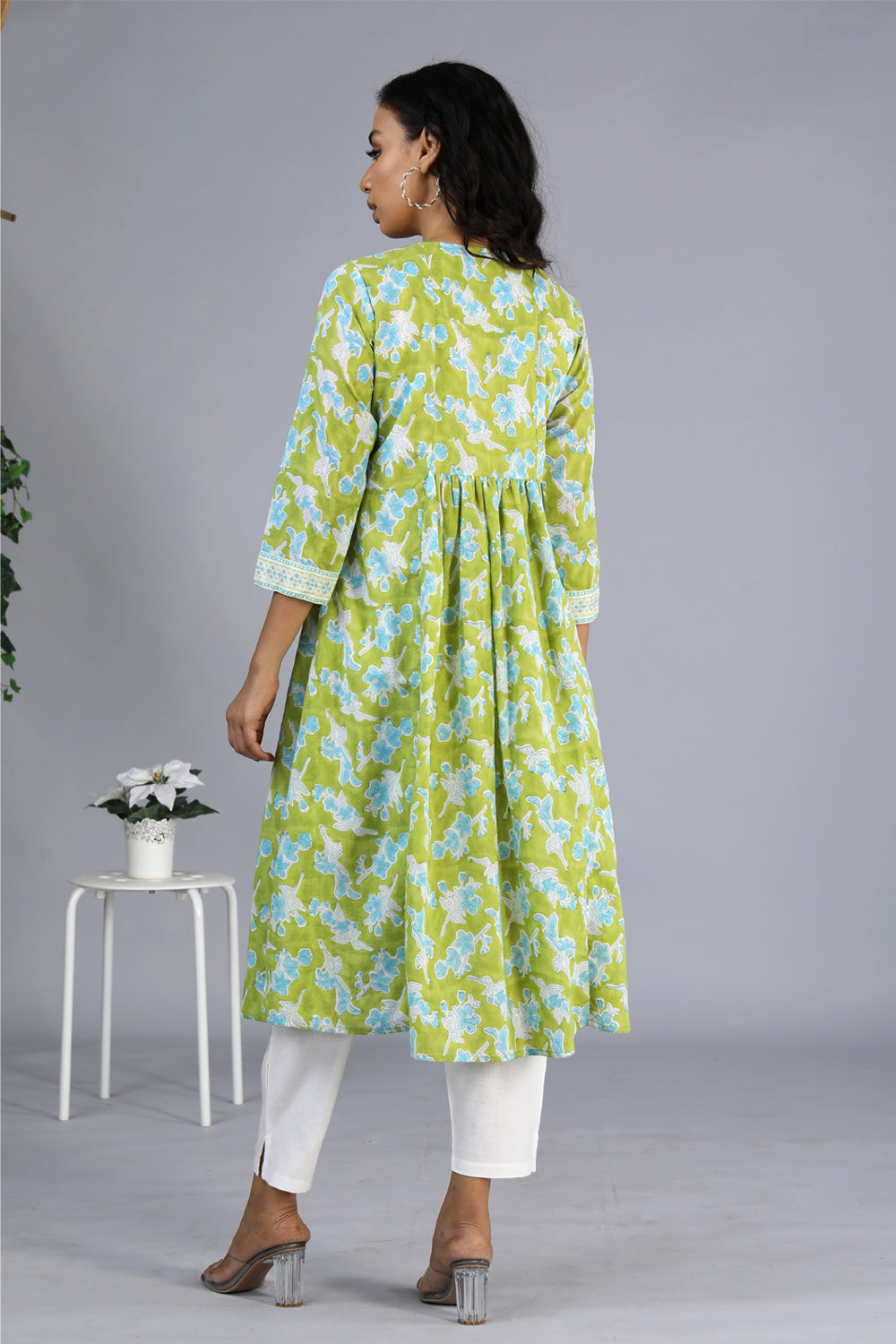 Handblock printed embroidered  kurti