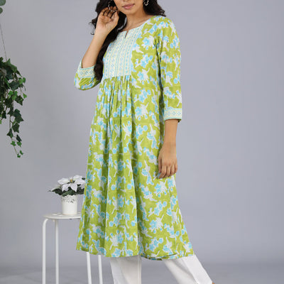 Handblock printed embroidered  kurti