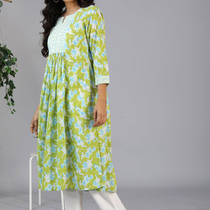 Handblock printed embroidered  kurti