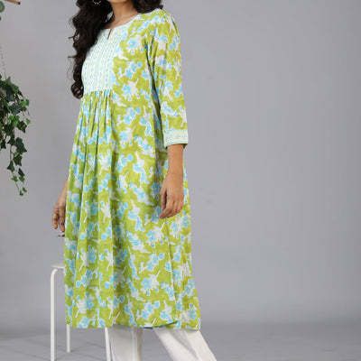 Handblock printed embroidered  kurti