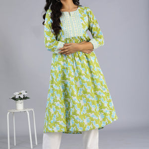 Handblock printed embroidered  kurti