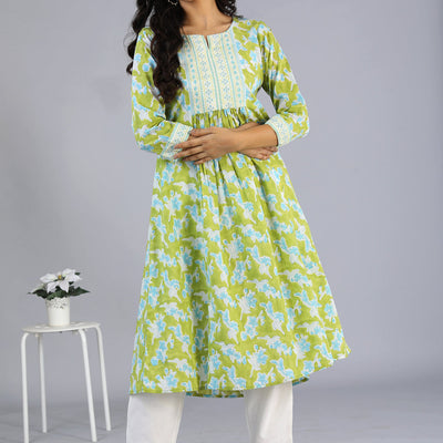 Handblock printed embroidered  kurti