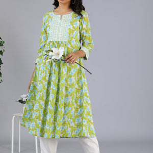 Handblock printed embroidered  kurti