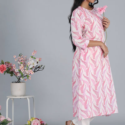 Handblock printed cotton A-line kurti
