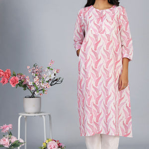 Handblock printed cotton A-line kurti