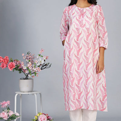 Handblock printed cotton A-line kurti