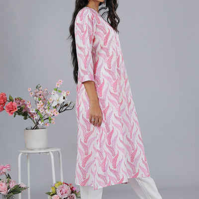 Handblock printed cotton A-line kurti
