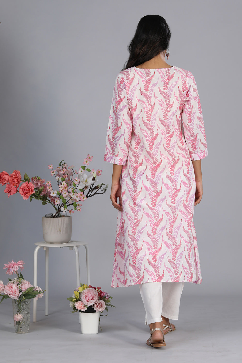 Handblock printed cotton A-line kurti