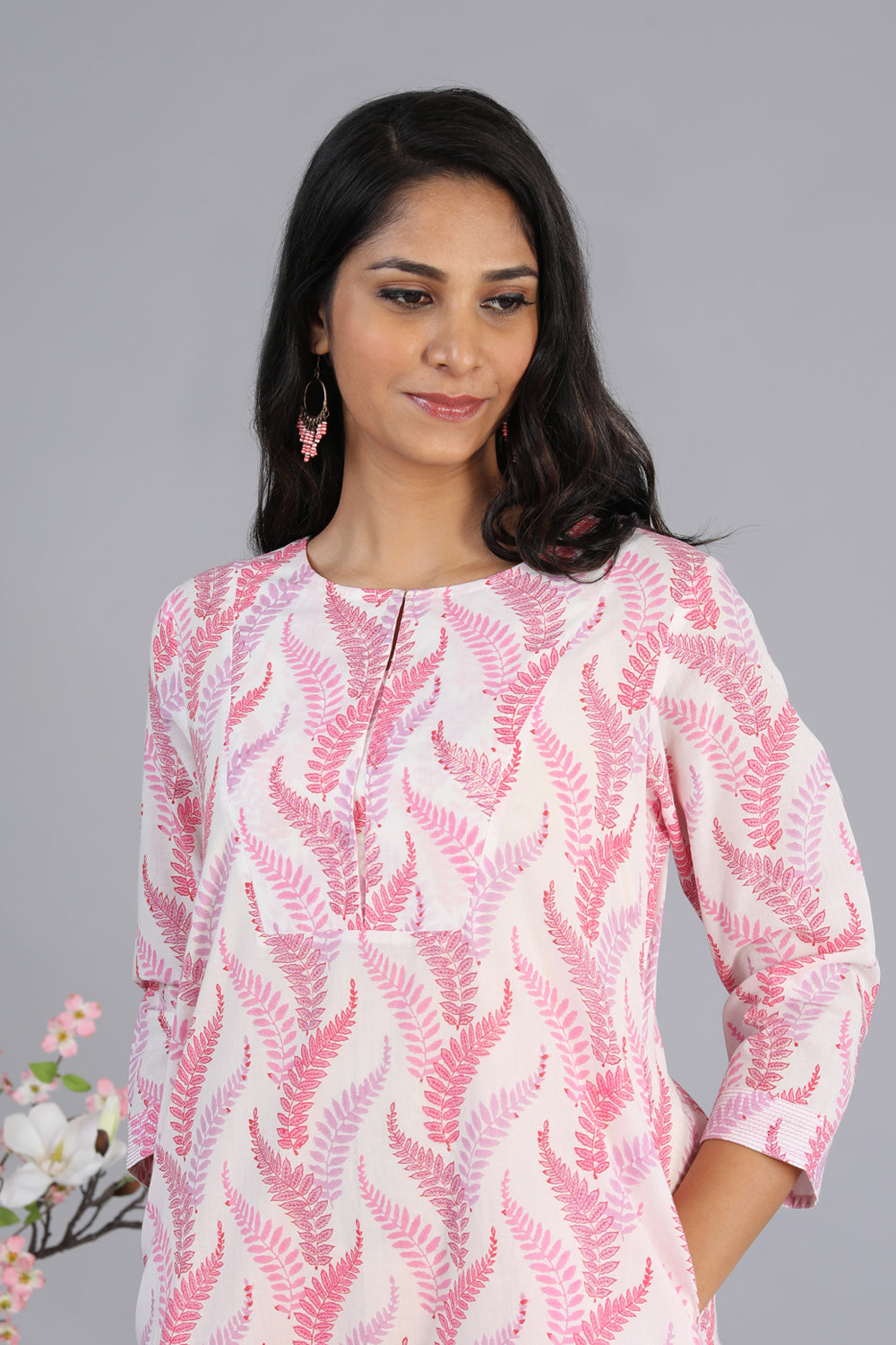 Handblock printed cotton A-line kurti