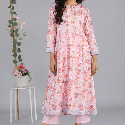 Hand block printed paneled kurti