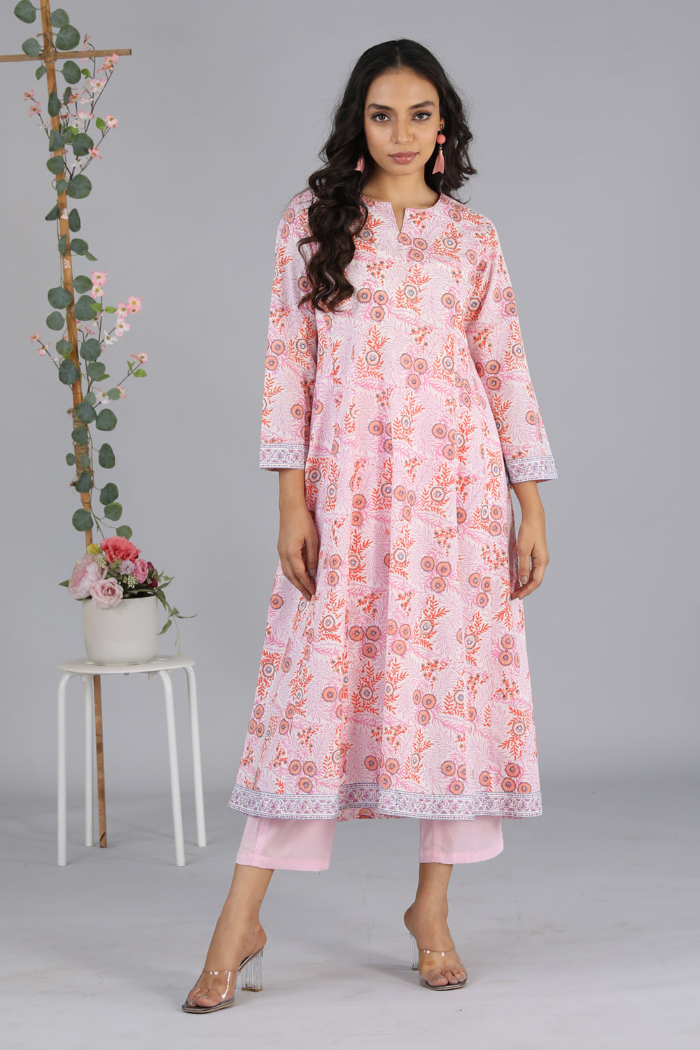 Hand block printed paneled kurti