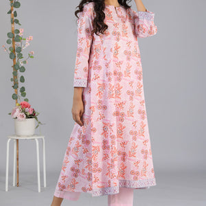 Hand block printed paneled kurti