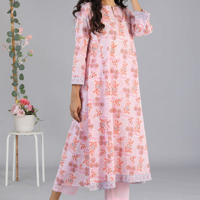 Hand block printed paneled kurti