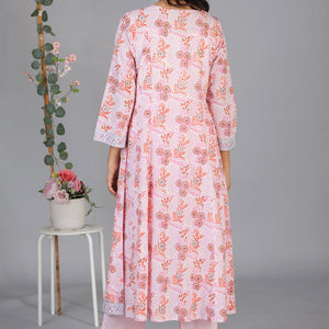 Hand block printed paneled kurti