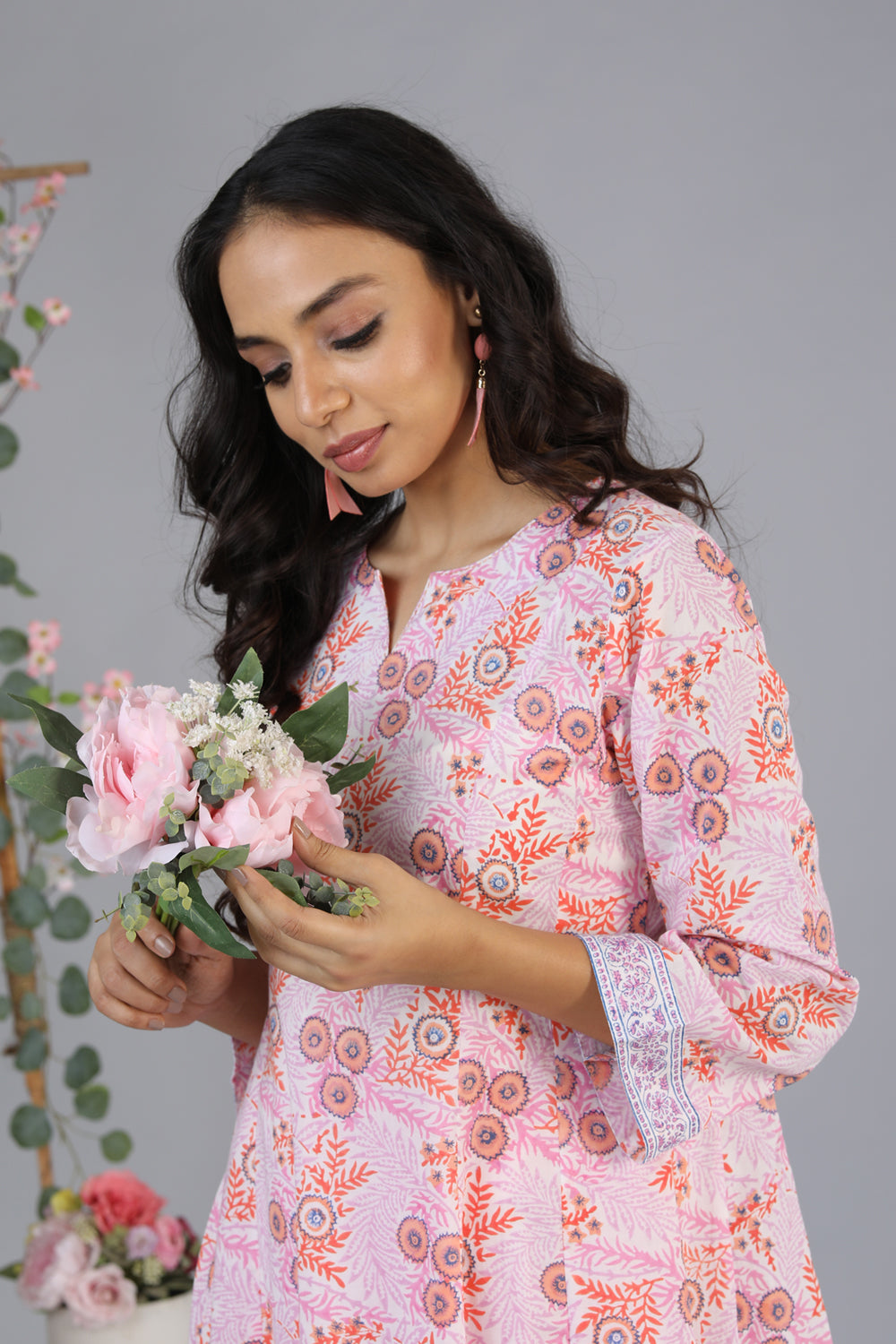 Hand block printed paneled kurti