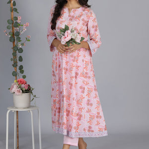 Hand block printed paneled kurti
