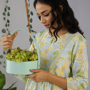 Handblock printed gathered dress