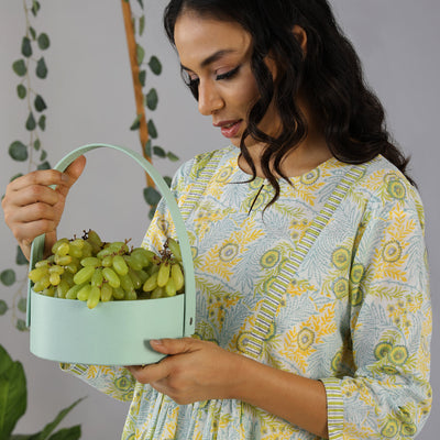 Handblock printed gathered dress
