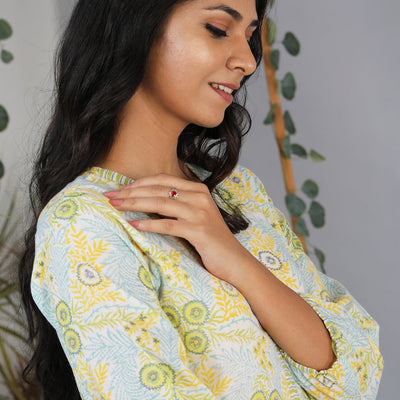 Hand block printed tiered dress