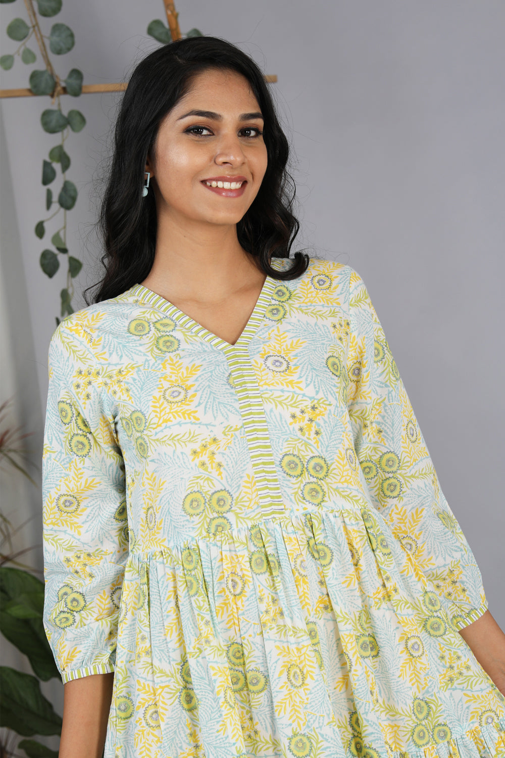 Hand block printed tiered dress