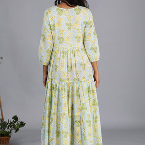Hand block printed tiered dress