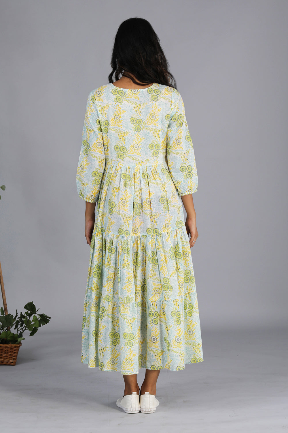 Hand block printed tiered dress