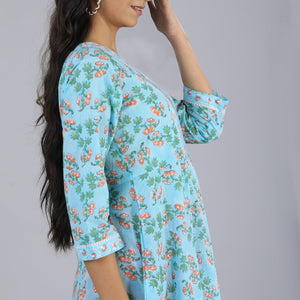 Handblock printed Anarkali and dupatta set