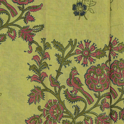 Hand block printed cotton saree