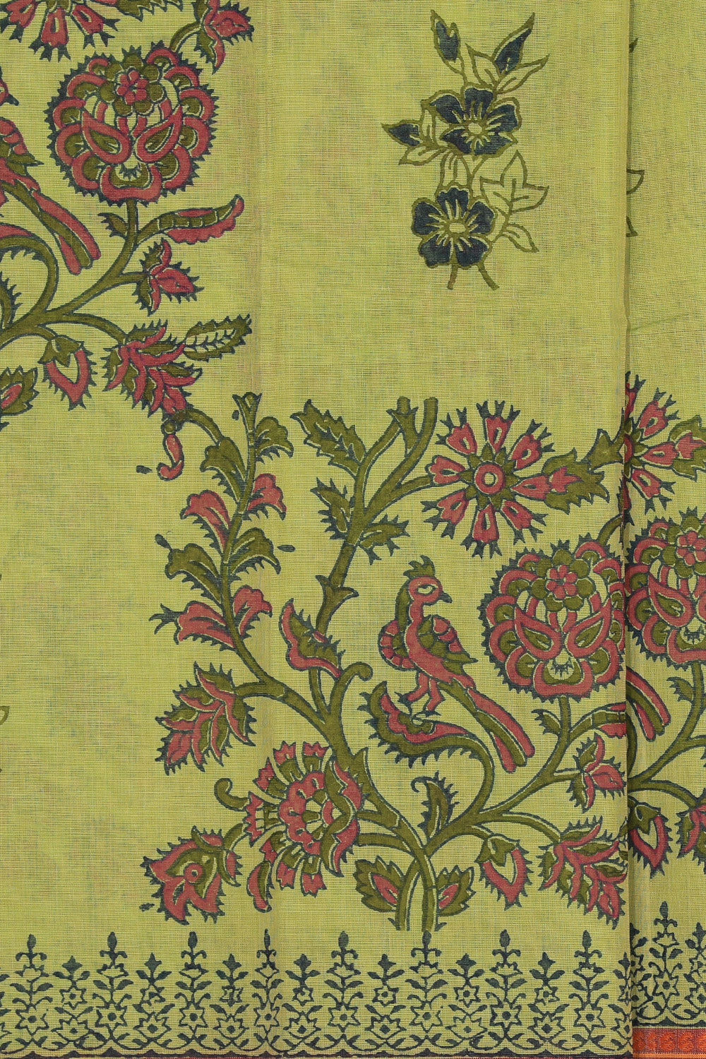 Hand block printed cotton saree