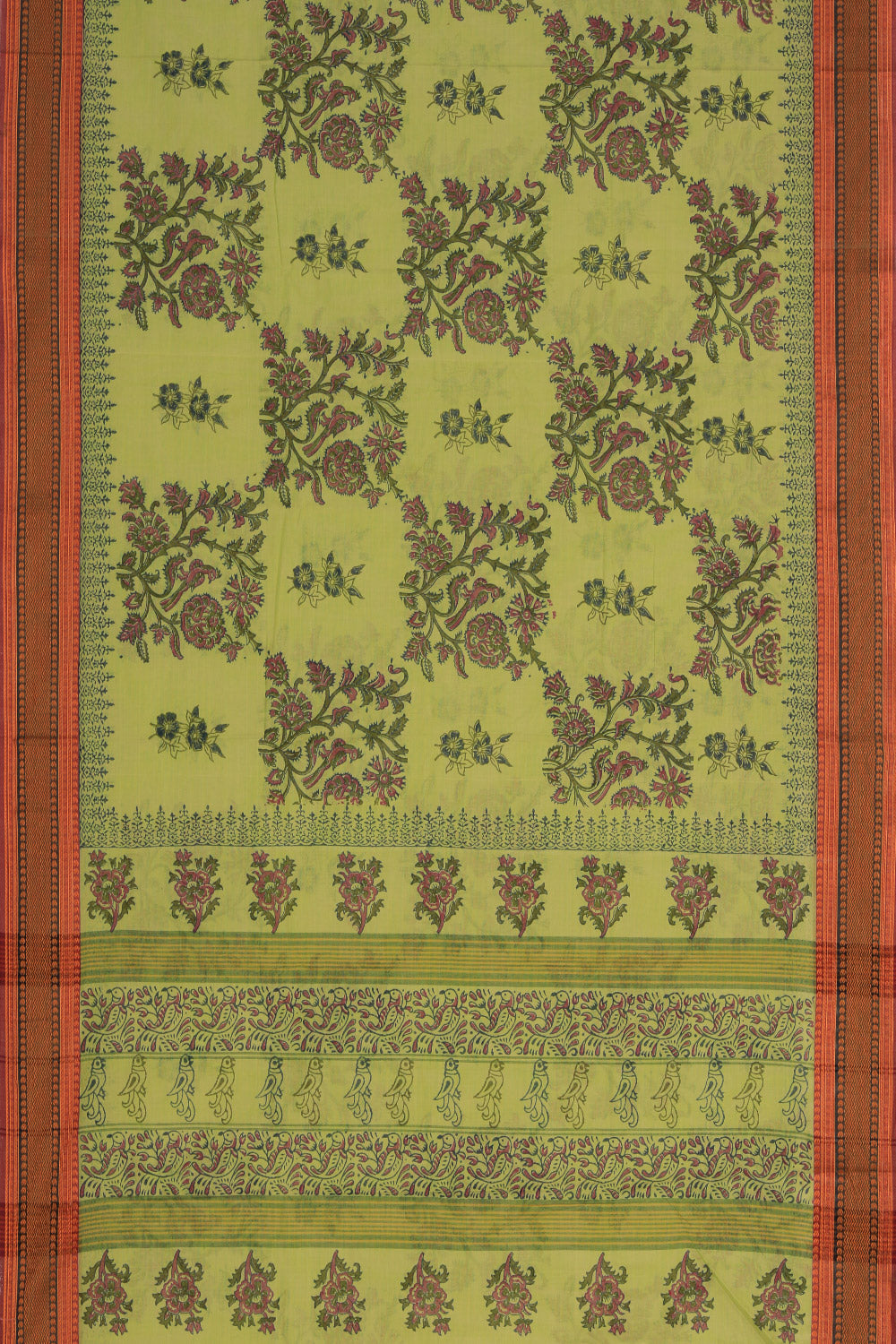 Hand block printed cotton saree