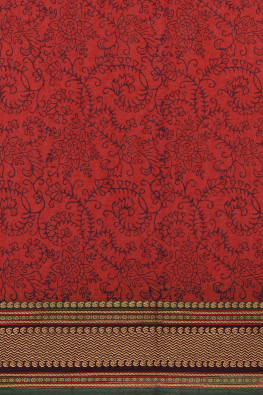 Hand block printed cotton saree