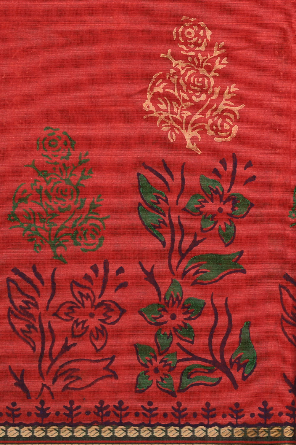 Hand block printed cotton saree