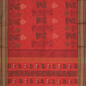 Hand block printed cotton saree