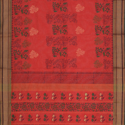 Hand block printed cotton saree