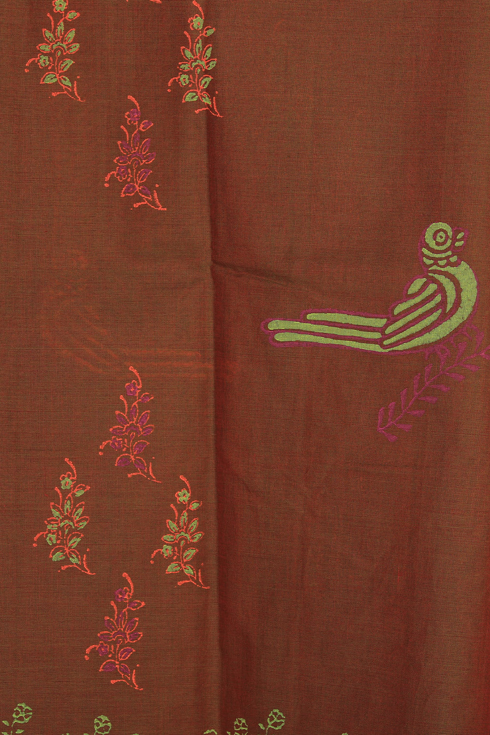 Hand block printed cotton saree