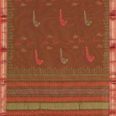 Hand block printed cotton saree